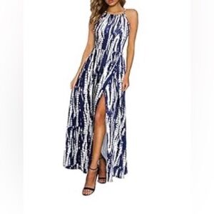 Navy and White Maxi Dress